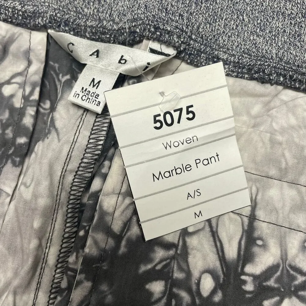 Cabi NEW Woven Marble Pant Size Medium Casual Pull On Elastic Waist Comfort